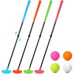 Hiboom 4 Pack Golf Putters for Men and Women Two Way Mini Golf Putter with 4 Golf Balls Adjustable Length Kids Putter Bulk for Right or Left Handed Golfers for Children Teenager Junior (Fresh Color)