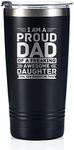 Dad Gifts Travel Coffee Mug Tumbler 590ml/20oz, Father Birthday Gifts from Daughter/Son for Daddy on Father's Day, Christmas, Stainless Steel Insulated - Proud Awesome Daughter