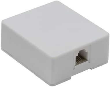 Phone Surface Mount Jack, White, RJ11 / RJ12, Single Port Telephone Jack, Data/Voice, 6P6C (6 Pin 6 Conductor), CableWholesale