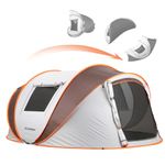 EchoSmile Instant Pop Up Tent,4-6 Person CampingTent,Waterproof Sunshade Family Tent,Portable Lightweight Dome Tent for Outdoor Beach Camping,Hiking&Travel (White&Brown(5-8 Person))
