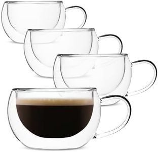 BTäT- Insulated Coffee Cups, Set of 4 (9 oz, 270 ml), Double Wall Glass Tea Cups, Glass Cups, Glass Mug, Glass Coffee Cups, Latte Cups, Latte Mug, Clear Mugs, Glass Cappuccino Cups, Glass Coffee Mugs