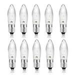 SCNNC Candle Light Bulbs E10 34V 3W, Candle Arch Bridge Bulb Replacement Warm White 2700K, E10 Tapered Candle MES Spare Christmas Bulb for Candle Bridge Arch Fairy Lights Candlestick, Pack of 10