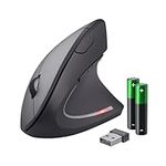 Trust Verto Wireless Ergonomic Mouse, Vertical Mouse with Storable USB Micro-receiver, 800-1600 DPI, 6 Buttons, Illuminated Mouse for Right Hand Users for PC, Laptop, Mac, Batteries Included - Black