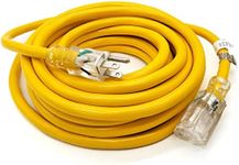 25 ft - 12 Gauge Heavy Duty Extension Cord - Lighted SJTW - Indoor/Outdoor Extension Cord by Watt's Wire - 25' 12-Gauge Grounded 15 Amp Extension Cord