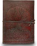 Znt Bags Real Handmade 100% Pure Leather Diary for Office Home Daily Use Beautiful Handmade Genuine Journal Notebook with me Women Boys and Girls (7 x 10 Large [ Tree ])