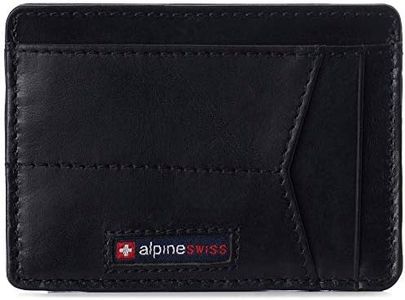 Alpine Swiss RFID Minimalist Oliver Front Pocket Wallet For Men Leather Hampton Collection Glossy Nappa Black