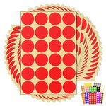 360 x Red Sticky Dots - 32mm - Round Colour Coding Dot Stickers - 15 Sheets