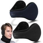 Eyegla 2Pack Men's Winter Earmuffs Foldable Ear Muffs Polar Fleece Earwarmer Warm Adjustable Ear Covers,Black/Navy Blue