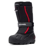 Sorel KIDS FLURRY Waterproof Unisex Baby Snow Boots, Black (Black x Bright Red) - Children, 9 UK