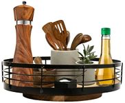 Gennua Kitchen 10" Acacia Wood Rotating Lazy Susan - Small Turntable Organizer for Dining Table, Countertop, Pantry & Cabinet - Wooden Condiments Storage - Perfect Wedding & Housewarming Gift