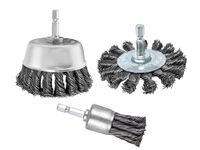 LINE10 Tools 3-inch Knotted Drill Wire Brush Set, 3 Pack w Hex Shank, Fits Impact Drivers