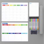 Thboxes 3 Pack Magnetic Calendar Planner for Fridge, Magnetic Whiteboard for Fridge Monthly Weekly Daily Planner Whiteboard with 6 Markers and 1 Eraser, 30 X 42 cm