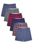 Fruit of the Loom Men's Tag Free Woven Boxer Shorts, Relaxed Fit, Moisture Wicking, Color Multipacks, Assorted Check Patterns, 3XL (Pack of 6)