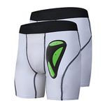 UNSHDUN Boys Briefs Youth Compression Underwear Soft Protective Cup Baseball Volleyball Football Lacrosse Hockey 2-Pack(White+White, L)