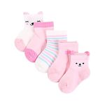 SYGA Girls 5 Pairs Baby Girl Boys Non Slip Trainer Ankle Length Socks Toddlers Infant Socks Warm And Socks Cotton Stretch Crew Anti-Slip Baby Socks- Pink Bunny, 0-1 Years