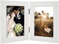 Golden State Art, 4x6 Double Picture Frame Vertical Hinged Photo Frame 2 Opening Folding Family Frames Collage, with Real Glass (4x6, White, 1-Pack)