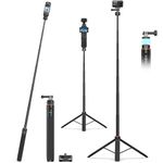 63" Selfie Stick Tripod for DJI Osmo Pocket 3,Portable Tripod Stand with Extension Rod and Quick Release Adapter for Go Pro,Insta 360 X4/X3,Osmo Action 5 Pro/4,Akaso EK7000 und other Action Cameras
