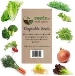 Vegetable Seeds Pack for Small Spaces, Non GMO Vegetable Seeds Including Carrots, Onions, Radishes, Mustard, Pepper Grass, red Romaine, Romaine, arugula, Kohlrabi, Broccoli