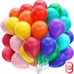 OHugs Party Balloons Pack of 50 12 Inch Assorted Colors Rainbow Balloons, Strong Multi Colored Balloons of Thick Latex for Kids Birthday Party Celebration, Baby Shower Decorations, School Party