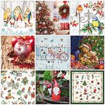 Decoupage Napkins Christmas Print Set4-9 Decoupage Tissues -1 Napkins of Each Design - 9 pc Total