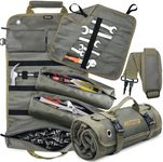 (Upgraded Version) Tool Bags, Heavy Duty Tool Roll Up Bag for Men, 6-in-1 Detachable Tool Roll Bag with 3 Tool Pouch+1 Wrench Roll+2 Pockets, Compact Tool Box Organizer, Father Day Dad Gifts