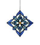 Stained Glass Window Hangings, Tiffany Style Window Panel Suncatchers Blue Art Flower