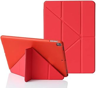 MuyDoux Funda para iPad 10,2 Pulgadas 9ª 8ª 7ª Generación (2021/2020/2019), Carcasa Origami iPad 9 8 7, Tapa Sedosa y Trasera Suave, 5-en-1 Múltiples Ángulos de Visión, Auto Sueño/Estela, Rojo