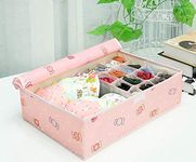 House of Quirk Innerwear Organizer 16+1 Compartment Non-Smell Non Woven Foldable Fabric Storage Box for Closet (44 x 28 x 12 cm Pink Candy)