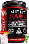 Grizzly Nutrition, NIGHT HAWK - Stimulant free/No Caffeine Pre workout/intra, designed for evening/night workout/day with EAA +30 performance boosters, 460grams (Caribbean fresh lime) with Energy+