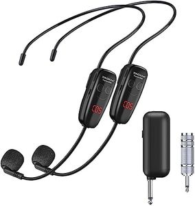 XIAOKOA Wireless Microphone Headset,UHF Dual Headset Microphone System,165FT Range Transmission for Voice Amplifier,PA System,Fitness.Church,Yoga Class