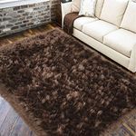 LOCHAS Ultra Soft Fluffy Rugs Faux Fur Sheepskin Area Rug for Bedroom Bedside Living Room Carpet Nursery Washable Floor Mat, 3x5 Feet Brown