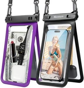 Niveaya Double Space Waterproof Phone Pouch, IPX8 Phone Case with Lanyard for iPhone 17 16 15 Pro Max, Galaxy S25 Ultra, Cellphone Dry Bag for Beach, Cruise Travel Ship Essentials 2 Pack (up to 8.3")