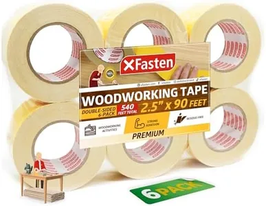 XFasten Double Sided Woodworking Tape, White, 2.5 Inch x 30 Yards (6-Pack) Yellow Backing Double Sided Woodworker’s Tape | Removable CNC Router Tape for Woodworking | Double-Stick Woodturner’s Tape
