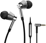 1MORE Triple Driver In-Ear Earphones Hi-Res Headphones with High Resolution, Bass Driven Sound, MEMS Mic, In-Line Remote, High Fidelity for Smartphones/PC/Tablet - E1001 Silver