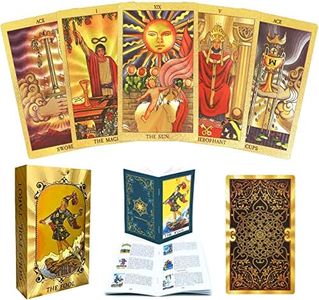 Tarot Cards with Guide Book, 78 Luxury Gold foil Tarot Deck PVC Durable Waterproof Wrinkle Resistant Tarot Cards Fortune Telling Game for Beginners and Professional Player