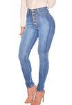 Alisa.Sonya Women's High Waist Skinny Jeans Stretchy Jeggings, UK(6-8)/Label size S, Light Blue