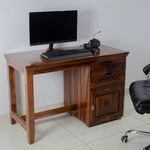 WOODMAZE Sheesham Wood Computer Table with Drawer and Door Storage for Living Room Bedroom Study Room Home Wooden Office Desk Furniture (Honey Finish)