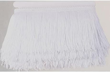 Heartwish268 Fringe Trim Lace Polyester Fibre Tassel 4inch Wide 10 Yards Long for Clothes Accessories Latin Wedding Dress DIY Lamp Shade Decoration White