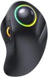 ProtoArc Wireless Bluetooth Trackball Mouse, EM03 Ergonomic RGB Rollerball Mouse Rechargeable Computer Laptop Mouse, 3 Device Connection&Index Finger Control for iPad, Mac, Windows-Black