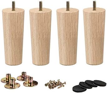 4 inch / 10cm Wooden Furniture Legs, La Vane Set of 4 Solid Wood Tapered M8 Replacement Furniture Feet with Pre-Drilled 5/16 Inch Bolt & Mounting Plate & Screws for Couch Sofa Cabinet Ottoman