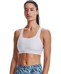 Under Armour Women’s Crossback Mid Impact Sports Bra, White (100)/Halo Gray, X-Large