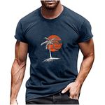 Mens Shirts Sunset Beach Graphic Tees Tropical Palm Tree T-Shirt Muscle Fitness Sports Shorts Sleeves T Shirt Blouses White Shirts for Men Muscle Shirts for Men