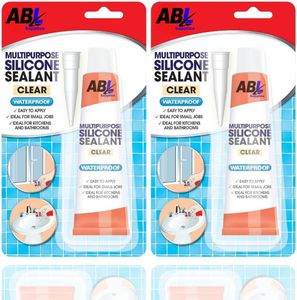Clear Silicone Sealant, 2 x 70g Tubes – Waterproof Adhesive