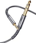 3.5mm to 6.35mm Stereo Audio Cable, JSAUX 6.35mm 1/4" Male to 3.5mm 1/8" Male TRS Bidirectional Stereo Audio Cable Jack 10FT for Guitar, iPod, Laptop, Home Theater Devices, Speaker and Amplifiers-Grey