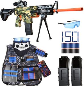 Vioofun Toy Gun for Nerf Guns Bullets Automatic Sniper Rifle -3 Modes Toy Foam Blasters with Tactical Vest, Bipod, 2 Clips and 150 Darts, Electric Toys for Adults Boys Age 8-12 Gifts for Birthday Xmas