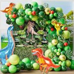 KARLURE Dinosaur Birthday Party Decorations, 113pcs Dinosaur Balloons Garland for Dino Themed Party, Jungle Theme Birthday Party Decorations