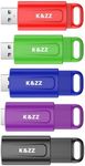 K&ZZ USB Flash Drives 32GB, 5 Pack 32GB Retractable Thumb Drives, USB 3.0 Stick for Laptop, Tablet, Smart TV (Mixed Colors 5pcs)