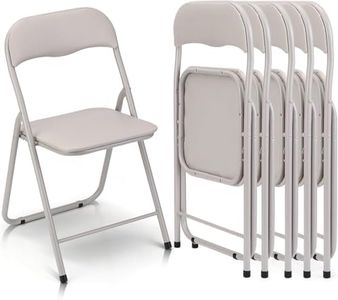 GarveeHome Folding Chairs 6 Pack with Cushion, Outdoor & Indoor Event Portable Metal Folding Chairs with Non-Slip Feet Pads Stackable Chairs, Beige