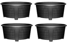 Optimal Products Long Trough/Oval/Square Plant Pot Plastic Planter Indoor Home Outdoor Garden Window Herb Flower Box (55cm Oval Planter Ebony, 4)