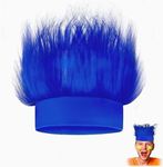 Novelty Place Blue Hairy Headband - Fun and Fuzzy Crazy Hair Wig Troll Costume Accessories Perfect for Sports Parties, Cosplay, and Halloween One Size Fit Kids, Teens and Adults